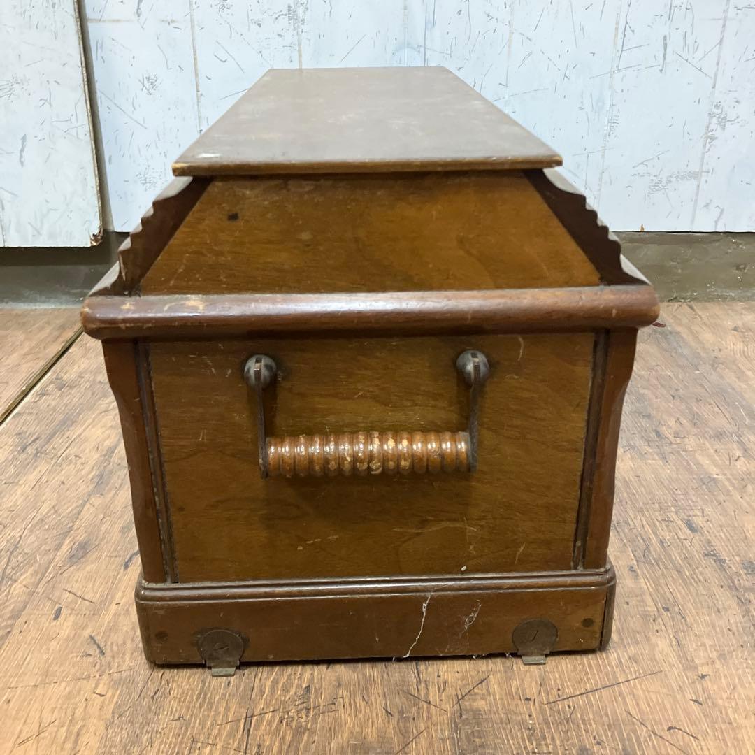 A-壁 昭和レトロ 木製ミシンケース ミシンカバー 収納ボックス 道具箱 木箱蓋