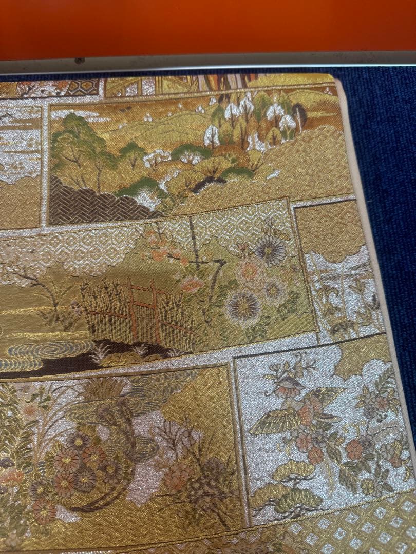2683袋帯 古代彫金紋 西陣織 金糸　高級上質上品　約440cm 未使用