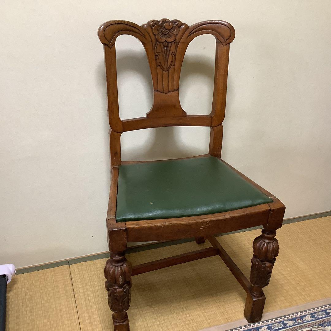 七仔panda 英国アンティーク 椅子 バルボス脚オーク材4脚　ジャンク品