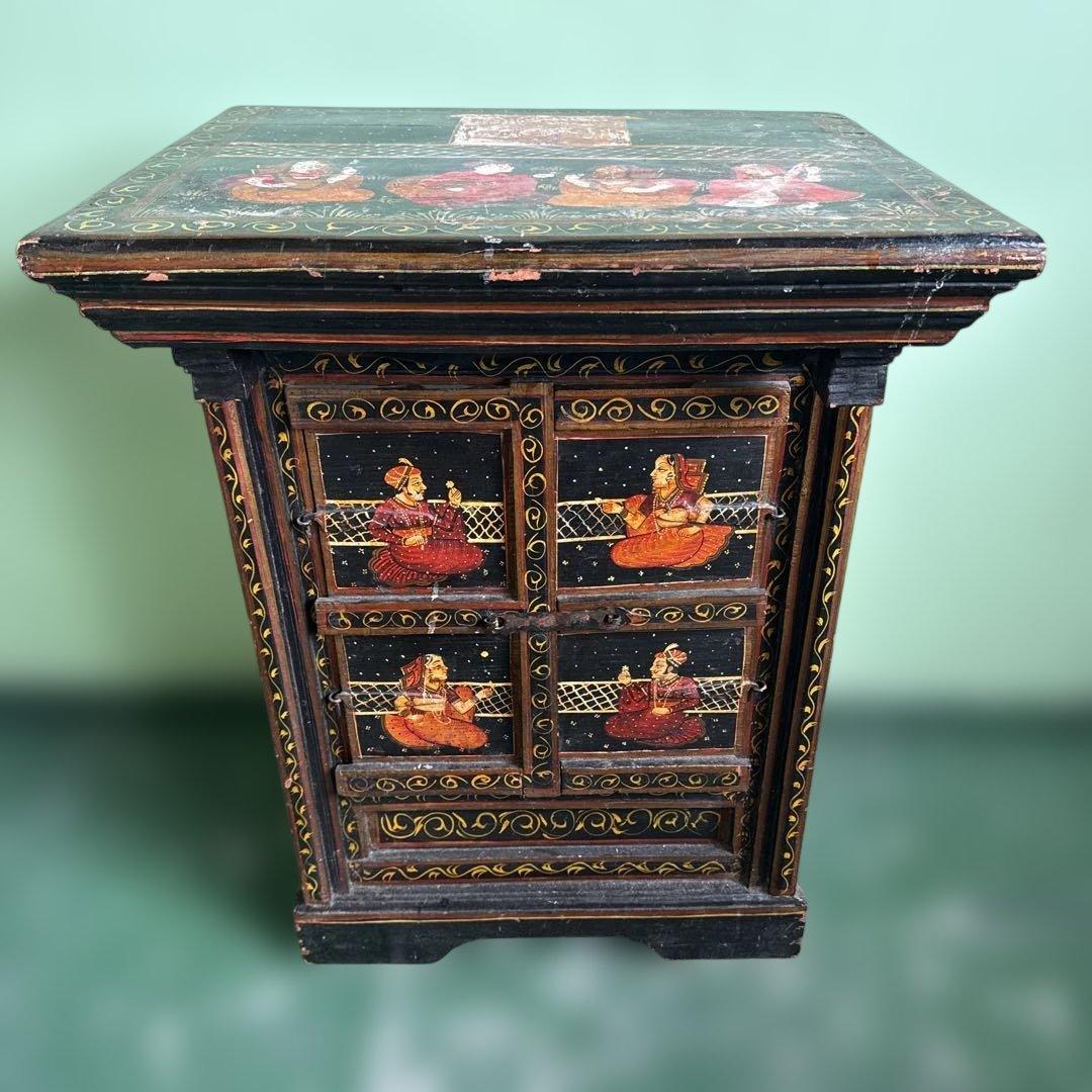 k*u様 ★インド 手描き装飾の木製タンス キャビネット 家具 アンティーク 格