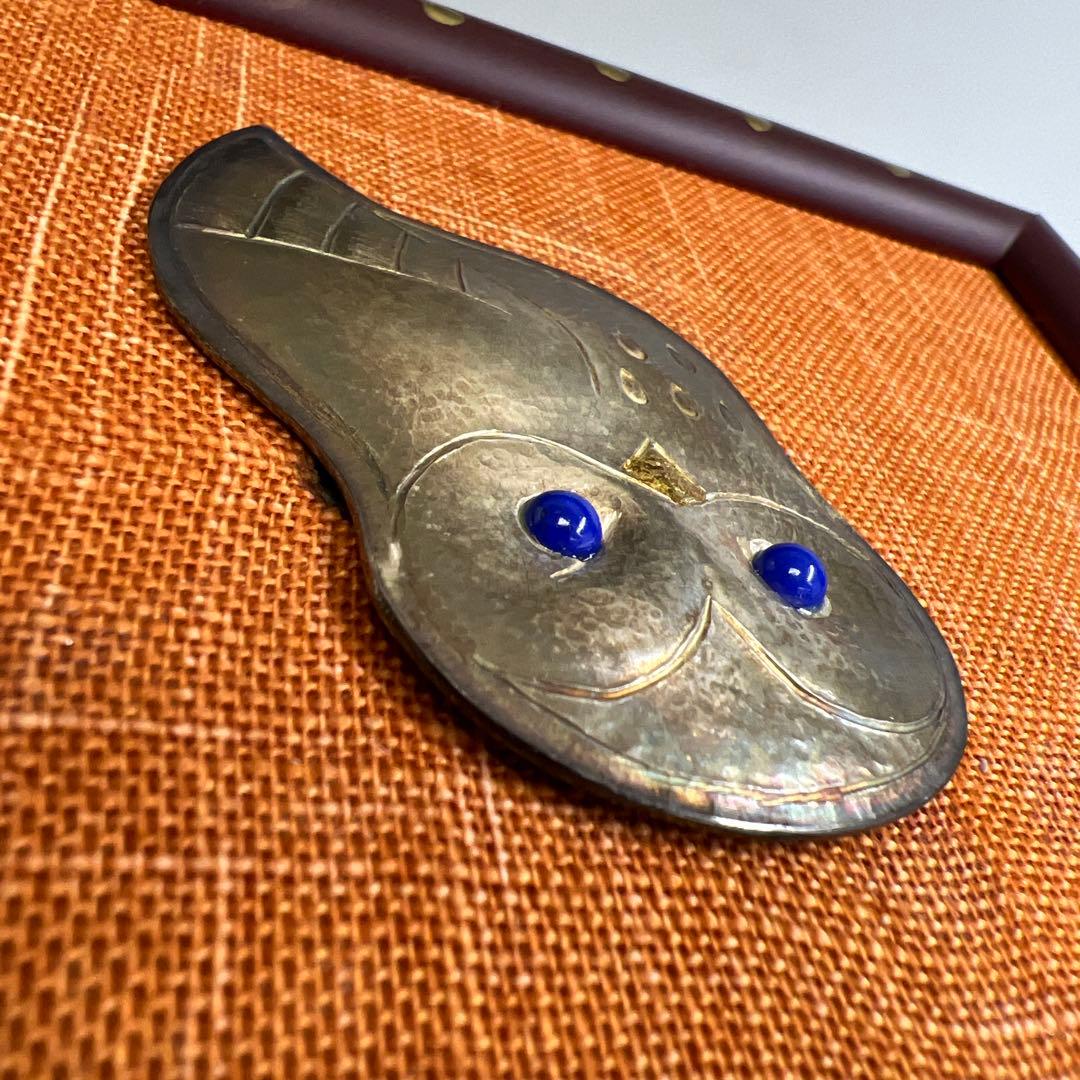 銀製ラピスラズリ象嵌フクロウ　紙箱台紙付36g 東Y8-0130☆2Fタサオ