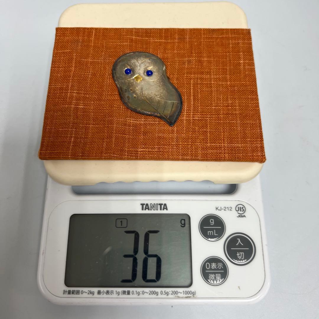 銀製ラピスラズリ象嵌フクロウ　紙箱台紙付36g 東Y8-0130☆2Fタサオ