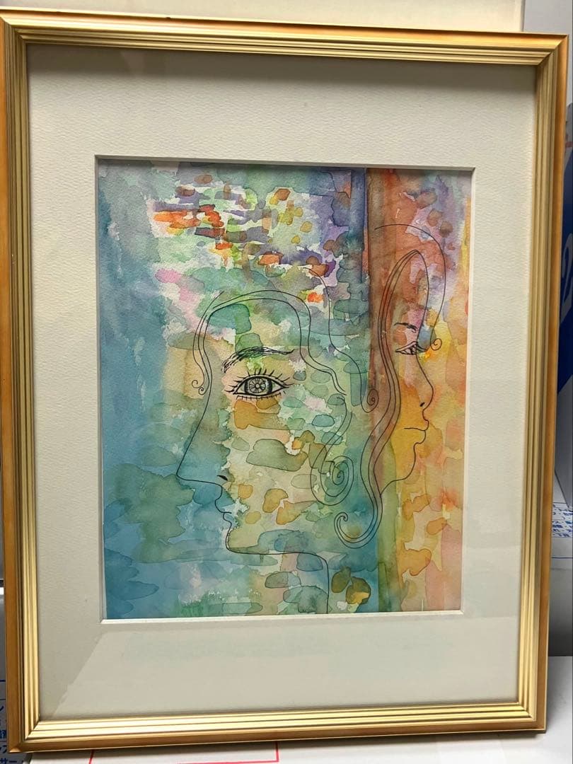 水彩画 人の顔 シルエット288✖️379㍉太子サイズ