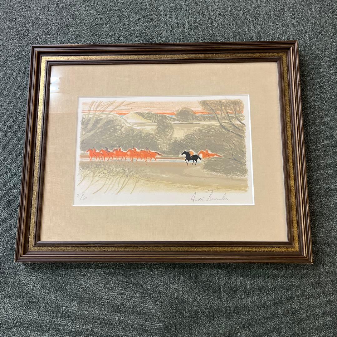 【美品・レア】アンドレブラジリエのリトグラフ 珊瑚色の隊列