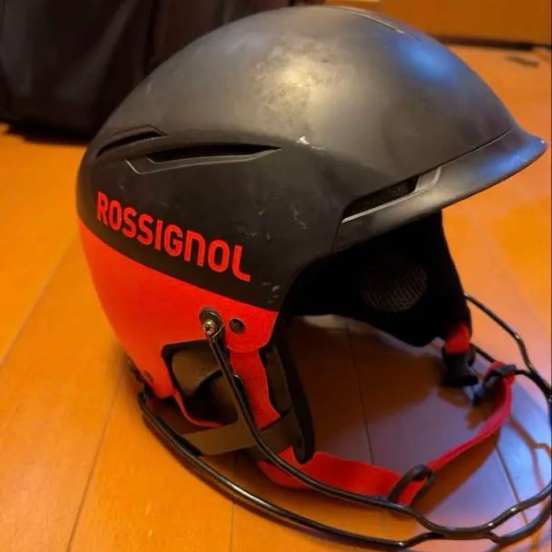 ROSSIGNOL スキー用ヘルメット 黒/オレンジ チンガード付き