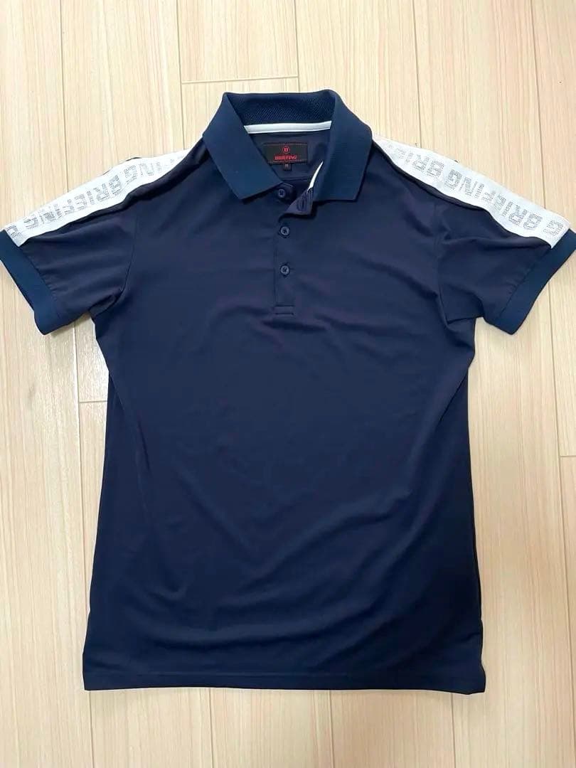 BRIEFING GOLF ブリーフィング ポロシャツ M ネイビー 袖ロゴ