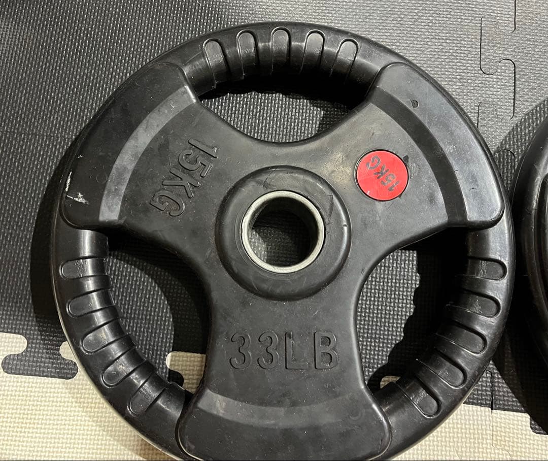 バーベルプレート 15KG 33LB ハンドル付き