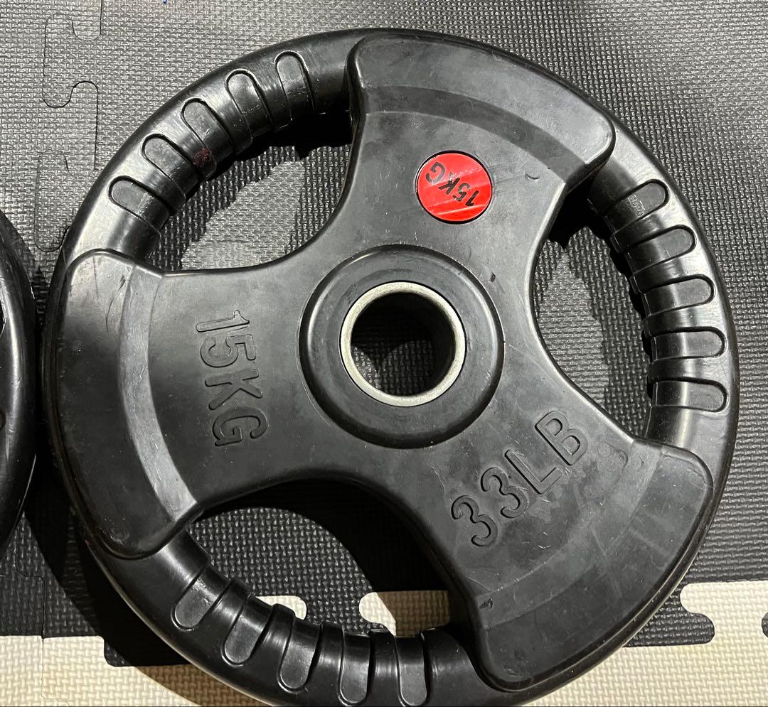 バーベルプレート 15KG 33LB ハンドル付き