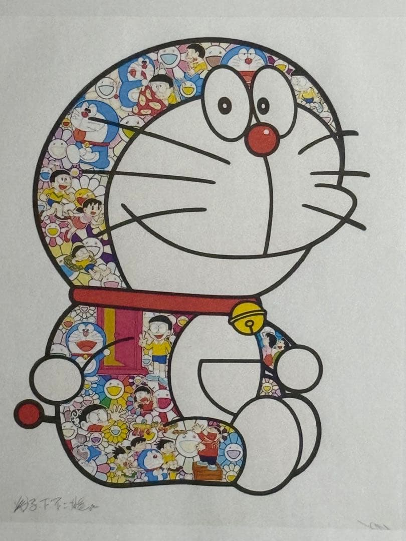 未開封品　村上隆　おすわりドラえもん『どこでもドア』シルクスクリーン