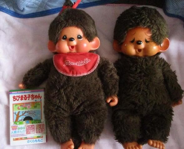 モンチッチ　ぬいぐるみ２体 セキグチ　泣き顔 赤いスタイ　男の子 BIGサイズ