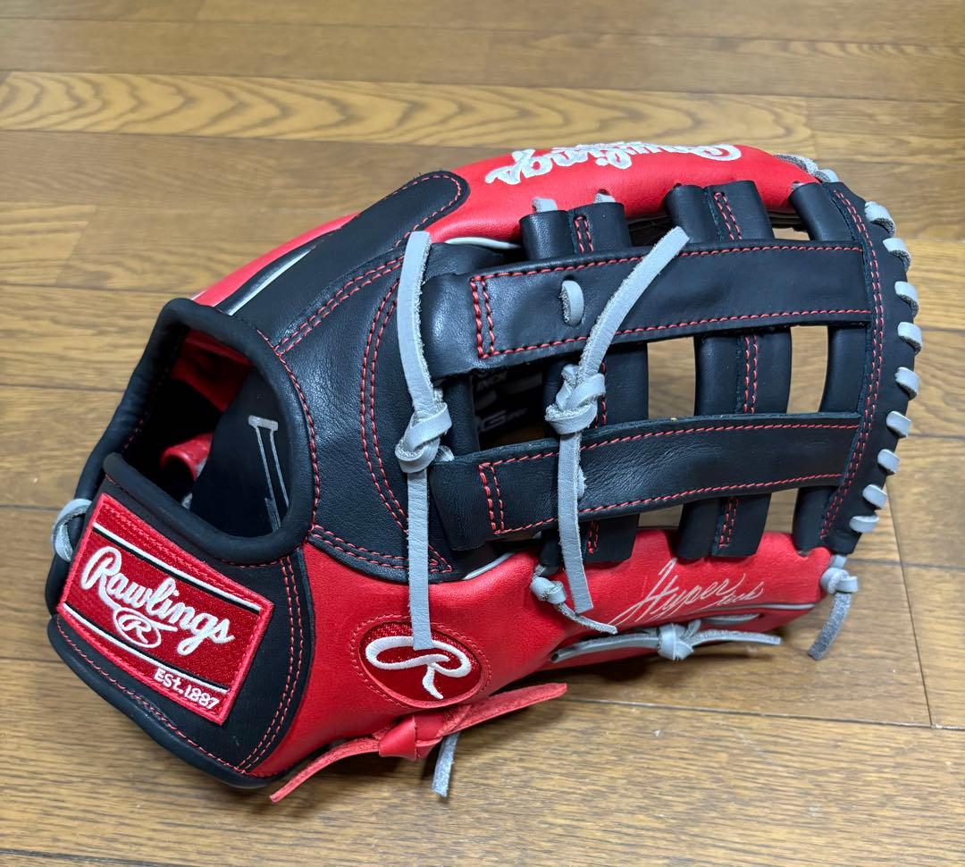 Rawlings 軟式、ソフトボール兼用グローブ レッド/ブラック