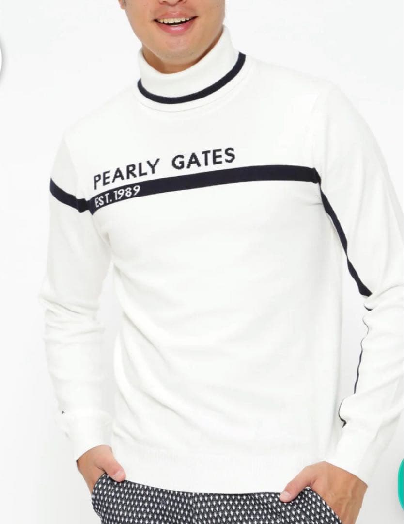 ぽよ　新品　パーリーゲイツ　ニット　セーター　タートルネック　ホワイト