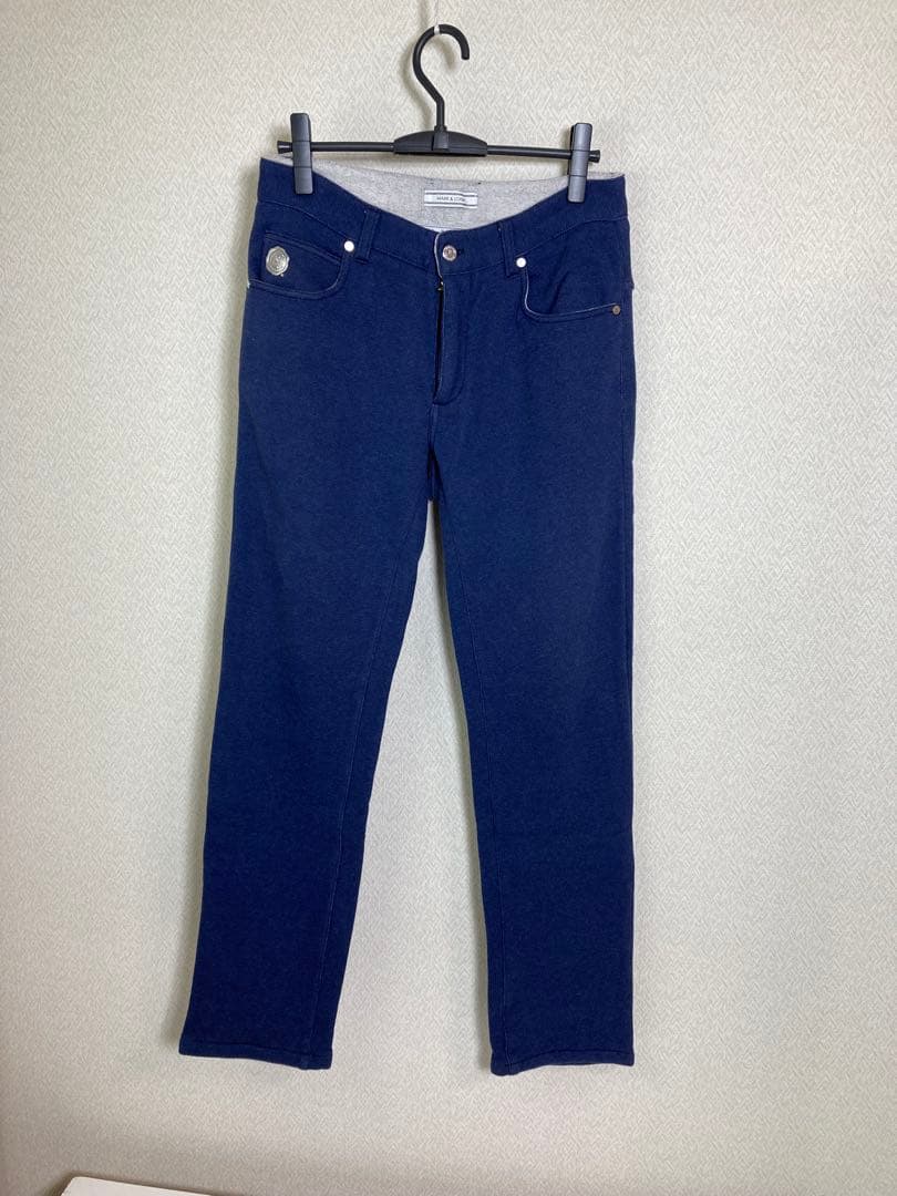 （美品）MARK&LONAゴルフパンツ ズボン 青系 マークアンドロナ サイズM