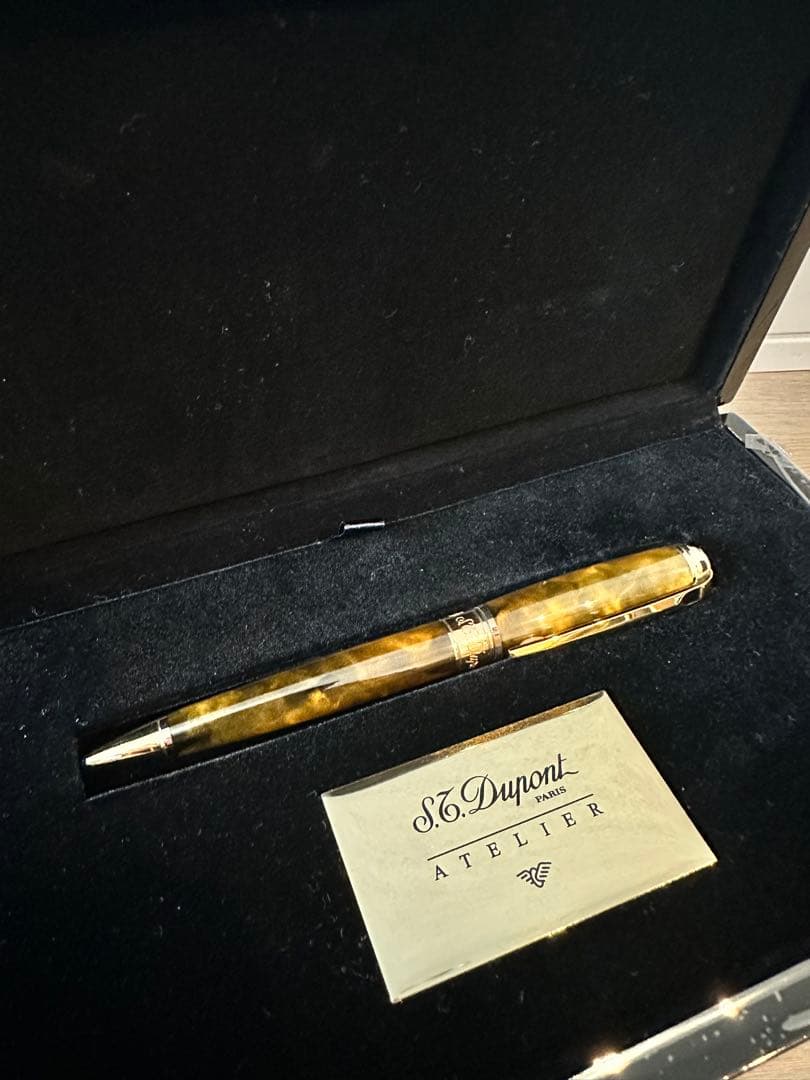 エス・テー・デュポン「ラインD ボールペン　ラージ 純正漆(ブラウンゴールド)」