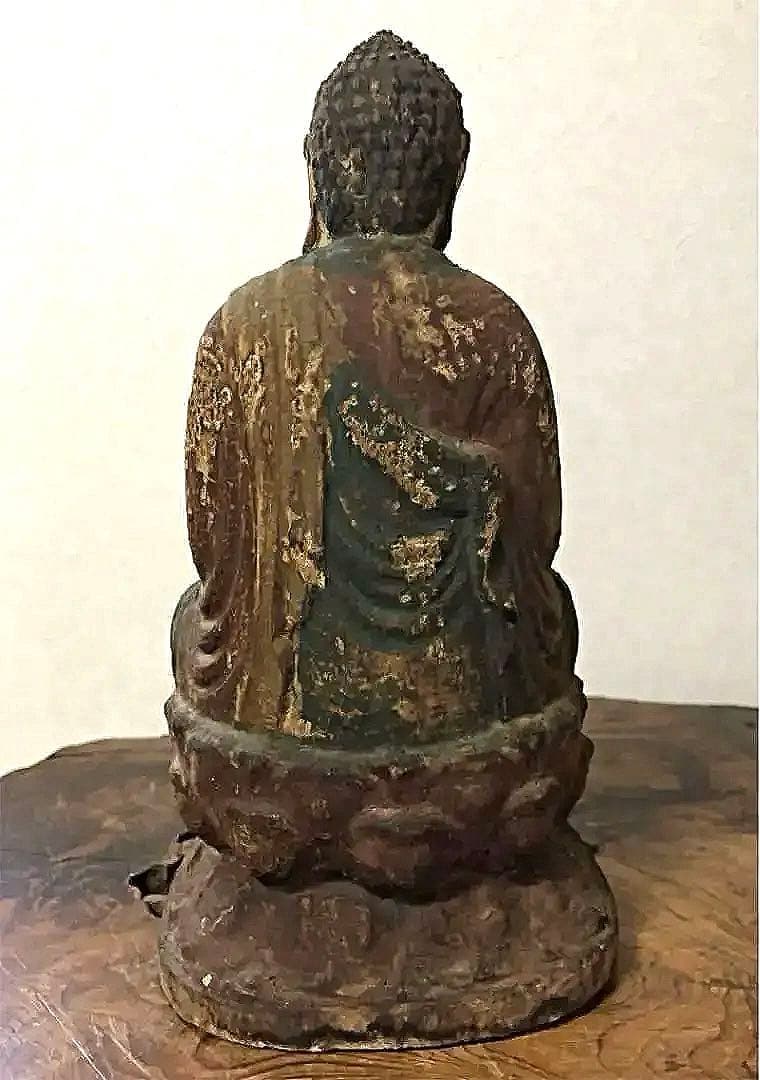 仏教美術 彩色 釈迦如来像 老木 仏像 鎌倉〜江戸期 古玩