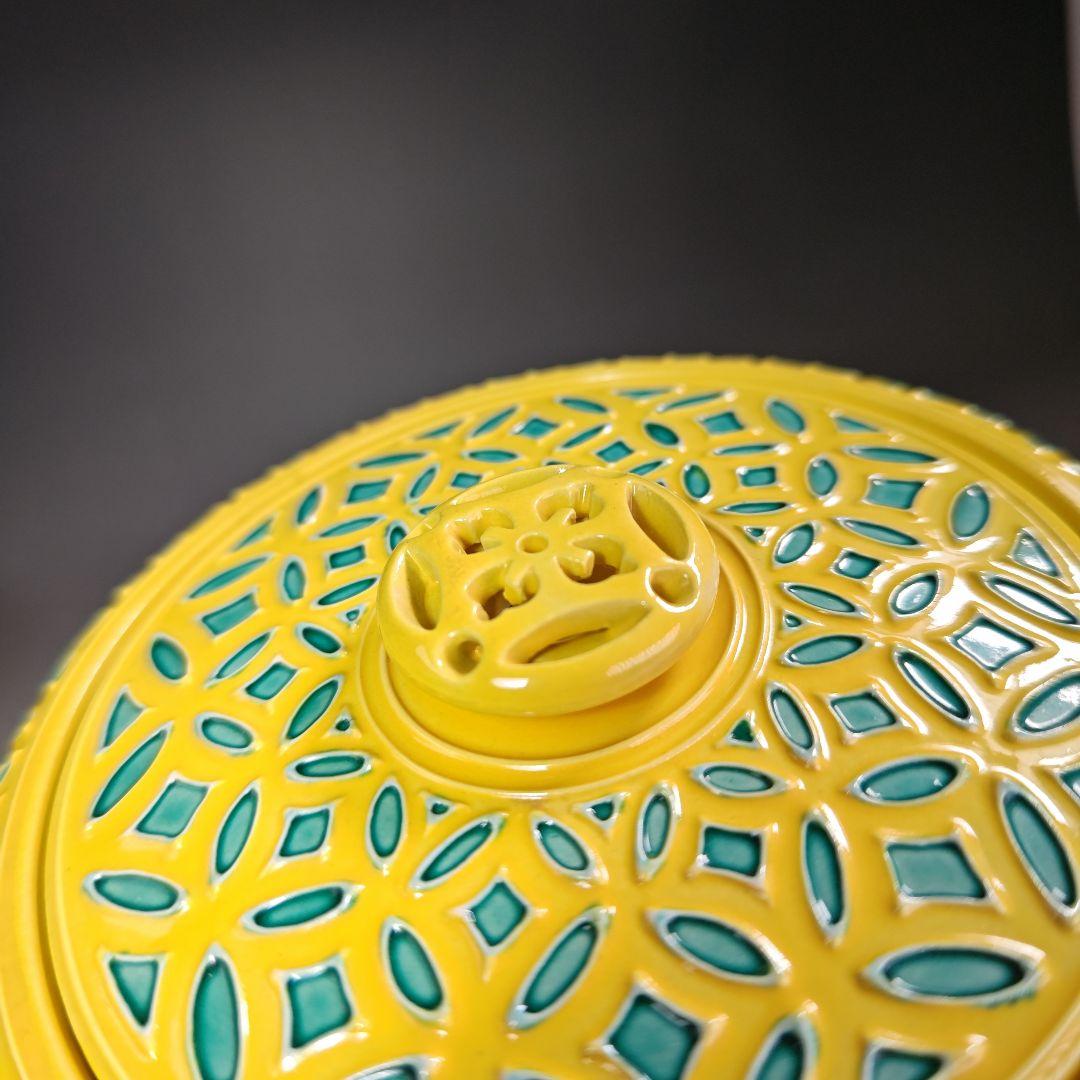 イ481 皆具『赤沢露石作』『黄交趾　皆具　共箱』水指　建水　杓立　蓋置　茶道具