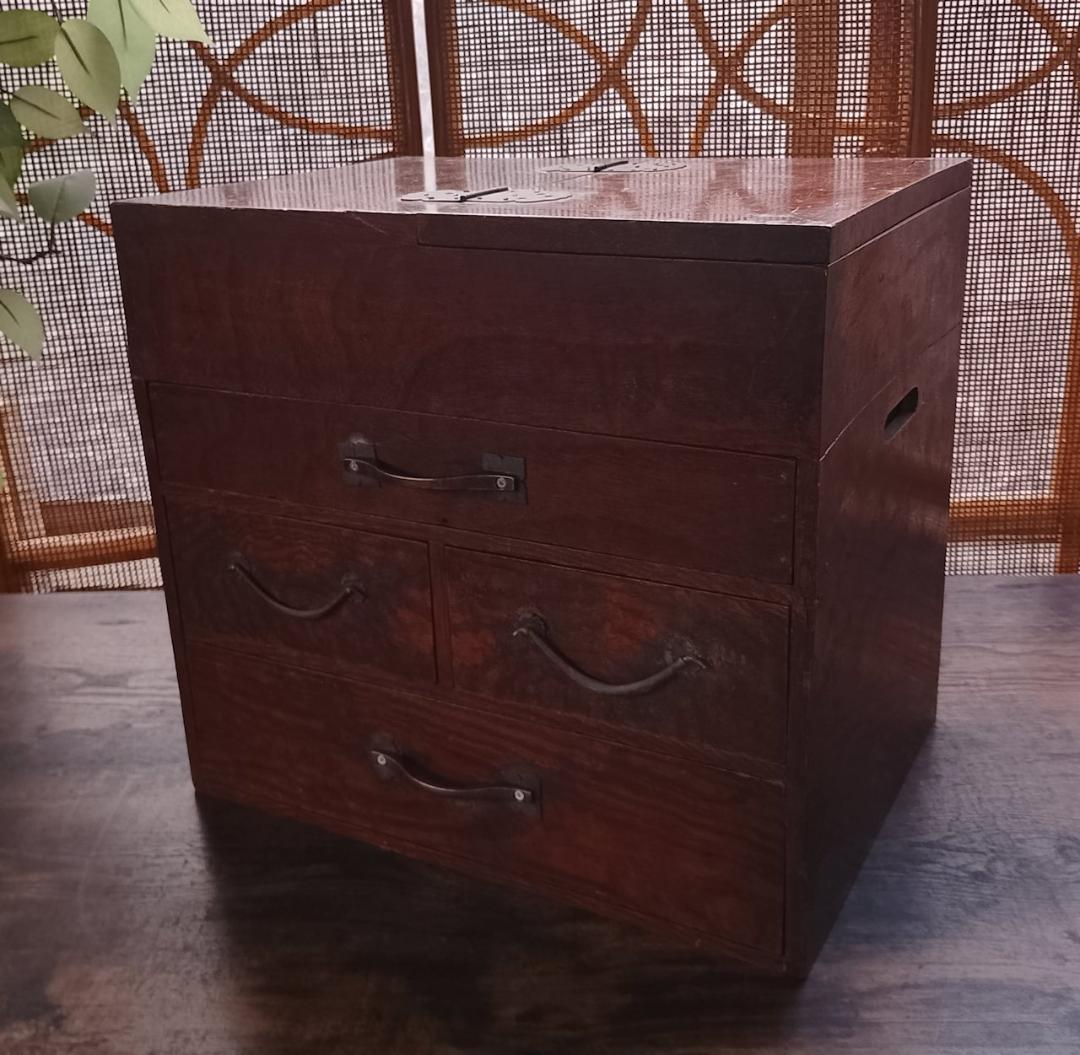 古道具 木製 鏡台用 化粧箱 引き出し付き 小箪笥 昭和レトロ