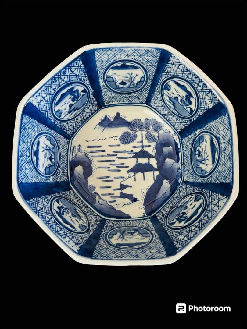 八角窓絵鉢　骨董伊万里