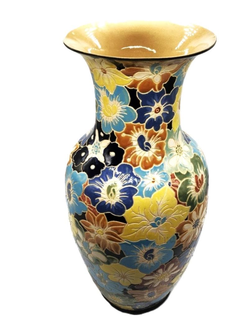 【 インド 19世紀花瓶 】　高さ56ｃｍ　八彩唐花尽し　コレクター放出