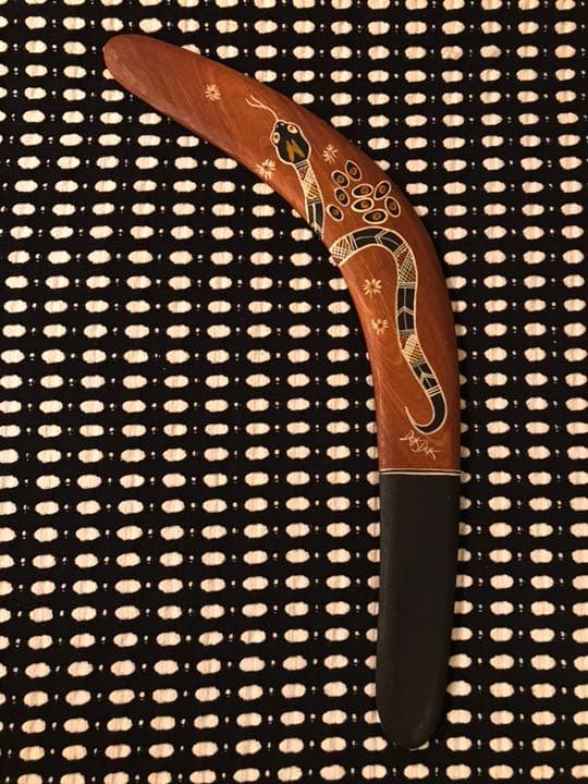 アボリジナルアート ブーメラン Stephen Mclean 蛇 ヘビ