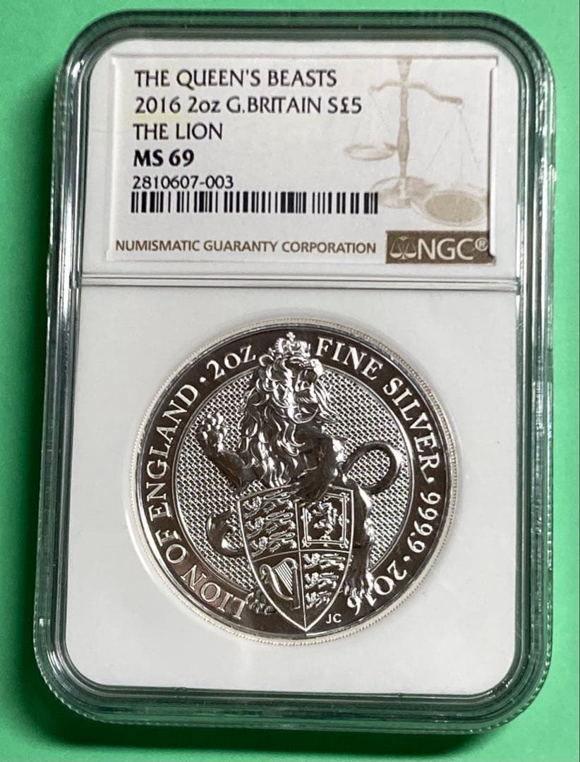 2016年 2oz 銀貨 クイーンズビースト NGC MS69