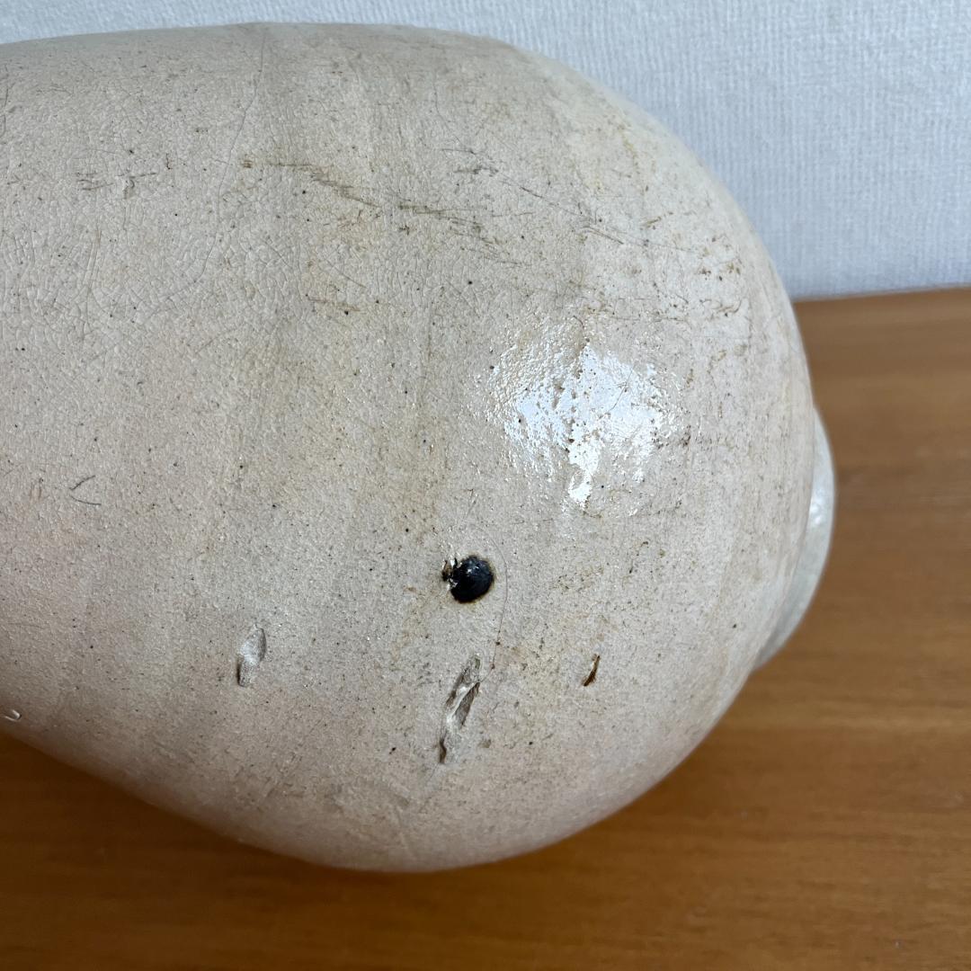 李朝 粉引 大徳利 朝鮮古陶磁 高35.8cm 口縁欠けあり