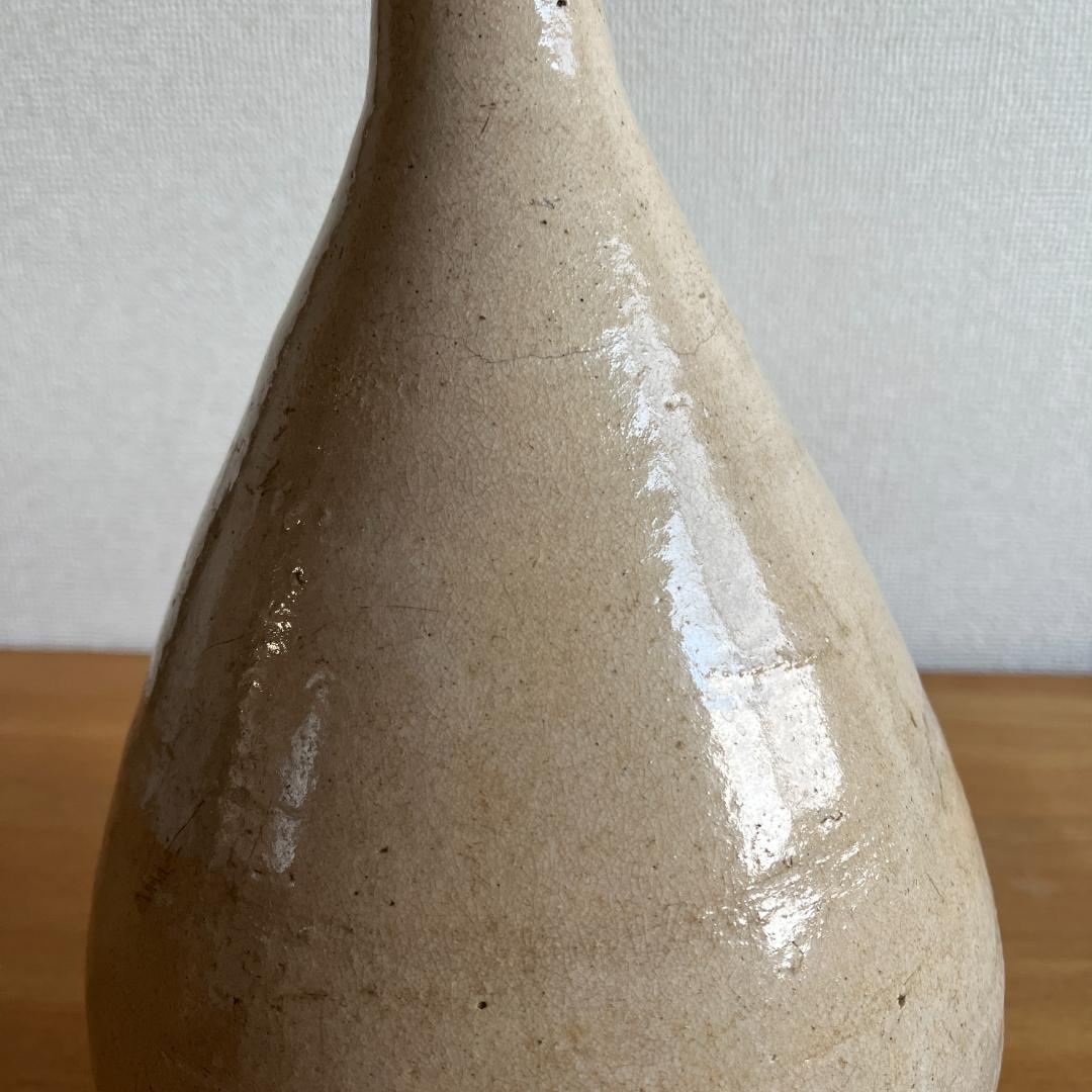 李朝 粉引 大徳利 朝鮮古陶磁 高35.8cm 口縁欠けあり