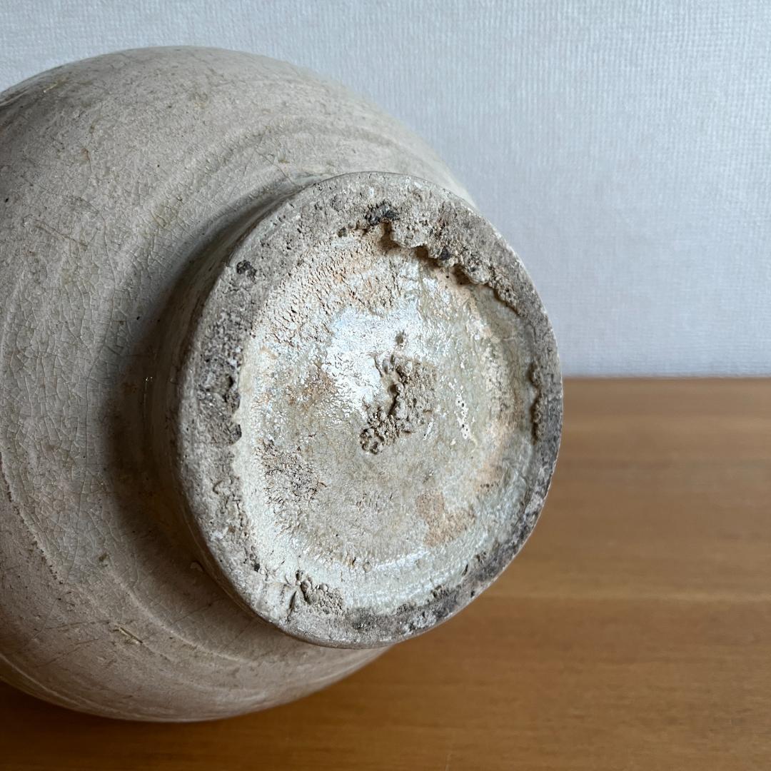 李朝 粉引 大徳利 朝鮮古陶磁 高35.8cm 口縁欠けあり