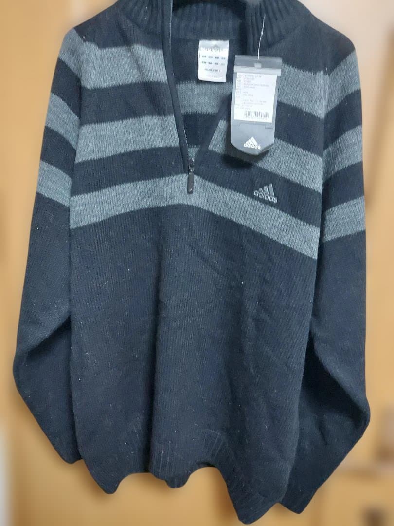 adidas アディダス ハーフジップ ニットセーター ボーダー