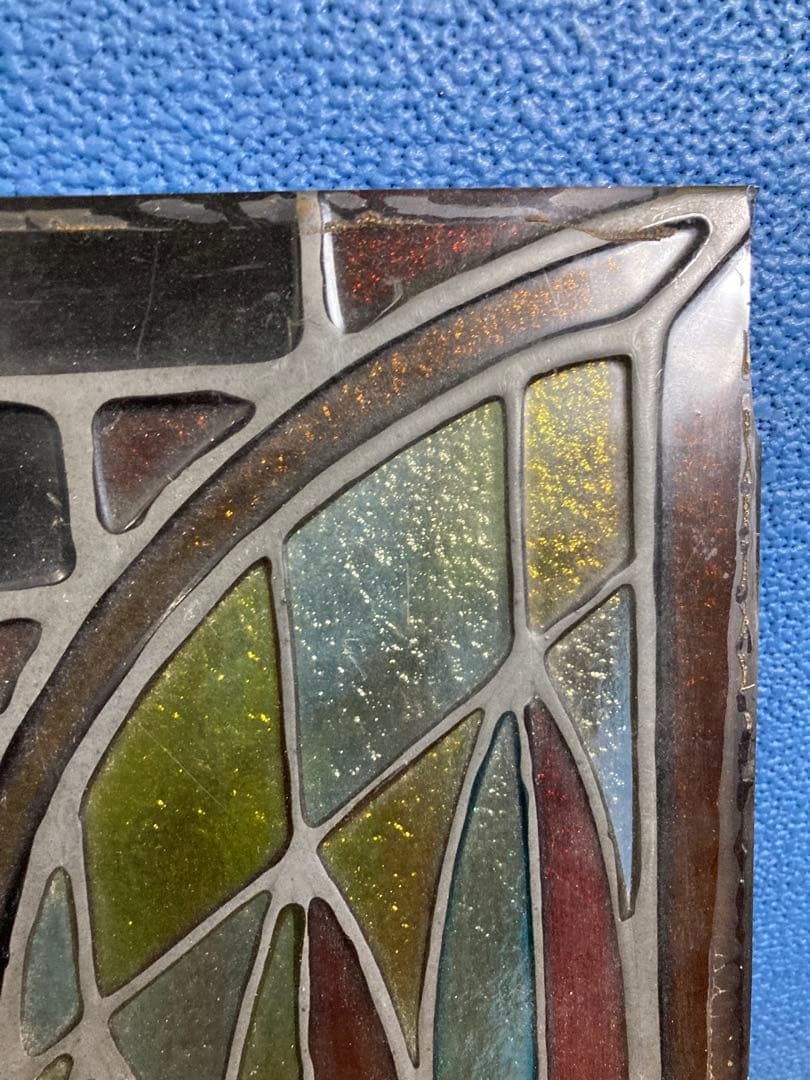 ステンドグラス　壁掛けインテリア　アンティーク調　ヴィンテージ　ユニコーン