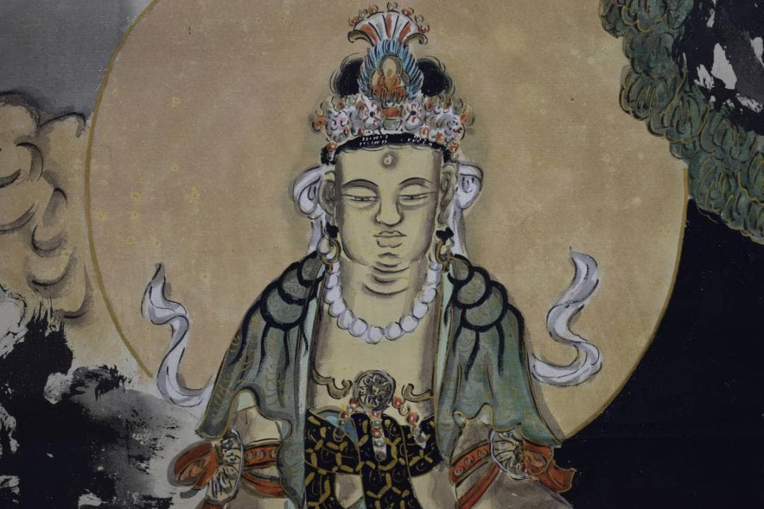 真作/作者不明/古画観音図/布袋屋掛軸HG-552