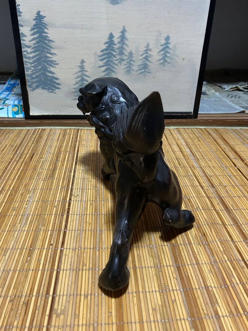 ブロンズ製獅子の彫刻 アンティーク 工芸品 漆芸 美術品 アート レトロ 昭和