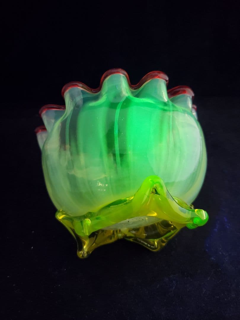 アンティーク キャンディーポット ヴァセリンガラス1880年頃 英国製