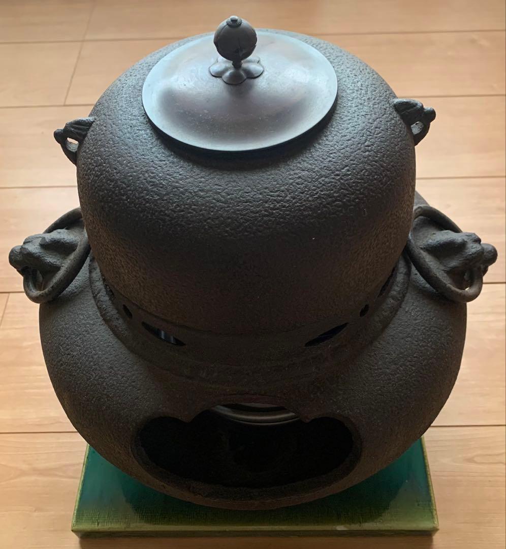 茶道具　鉄風炉　電気ヒーターと台座付き