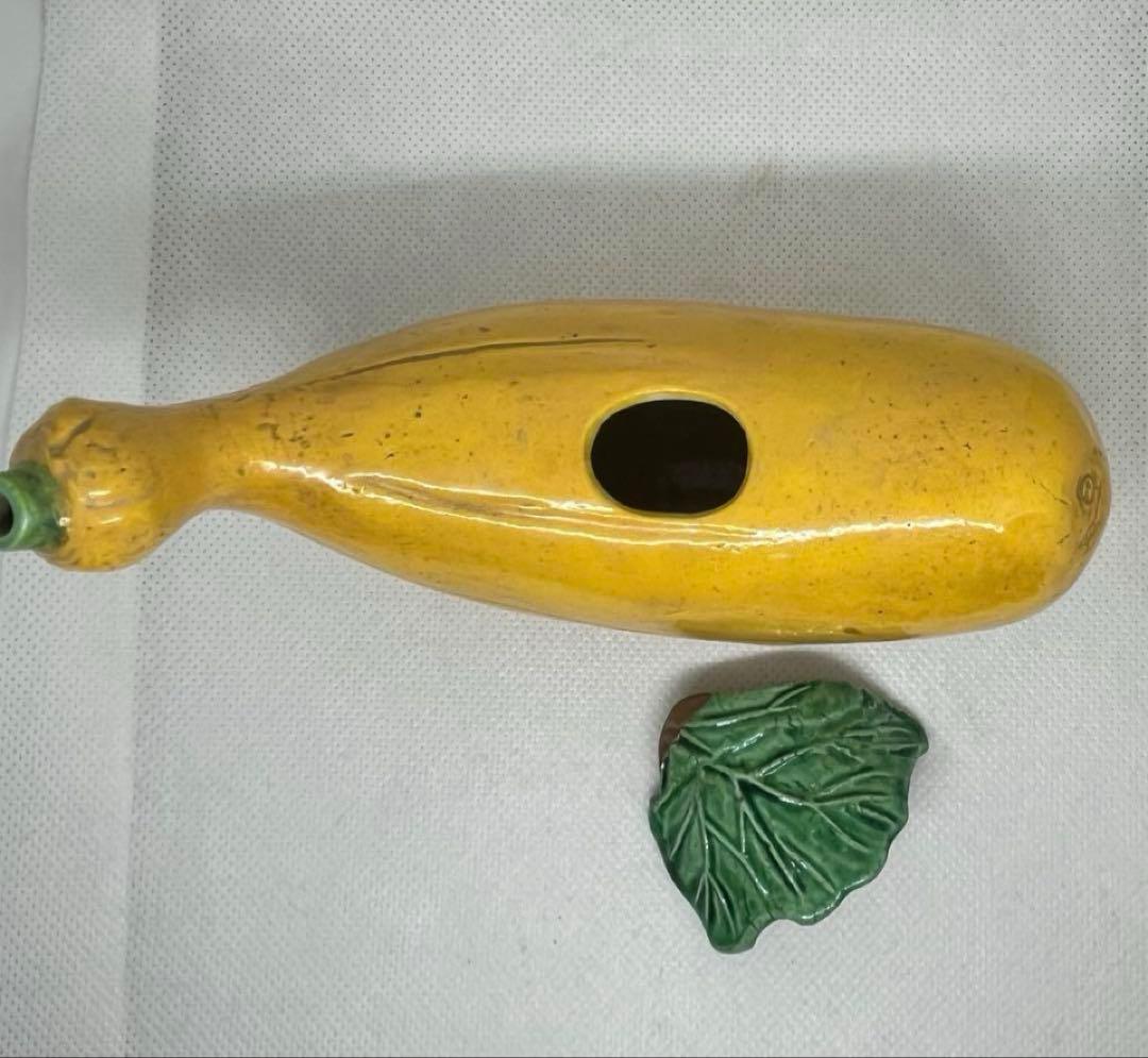 骨董　永楽善五郎　得全作　黄交趾瓜型水差（共箱あり）