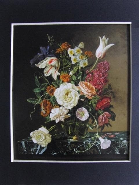 玉有万範「花の静物」、希少画集より、状態良好、新品高級額装付