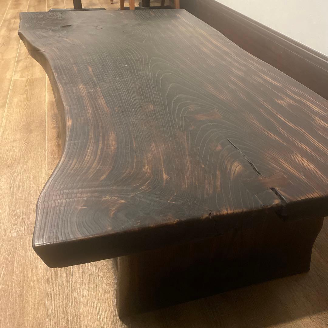 木製 黒色 自然エッジ テーブル