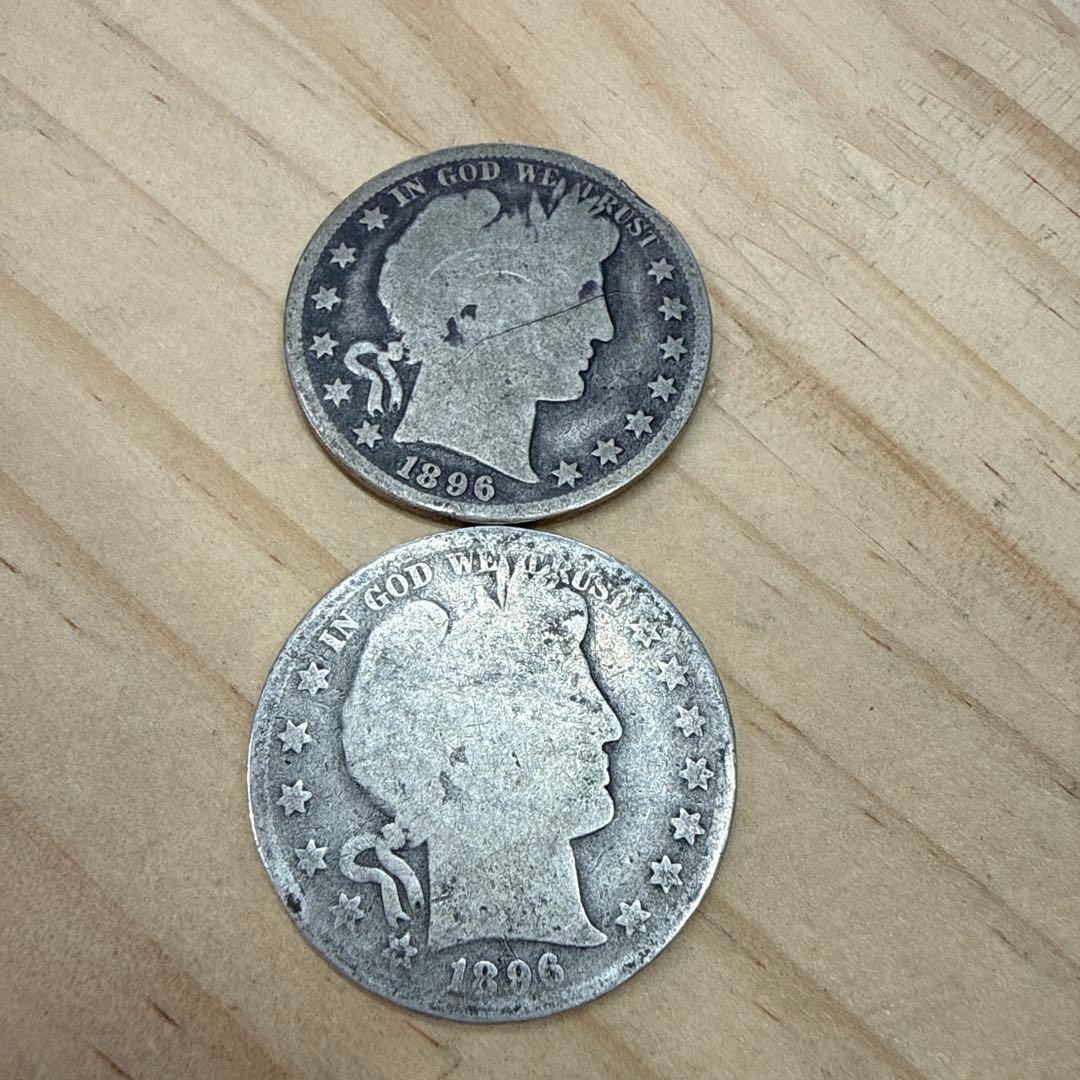 1896年　バーバーハーフダラー　アメリカ銀貨 2枚セット