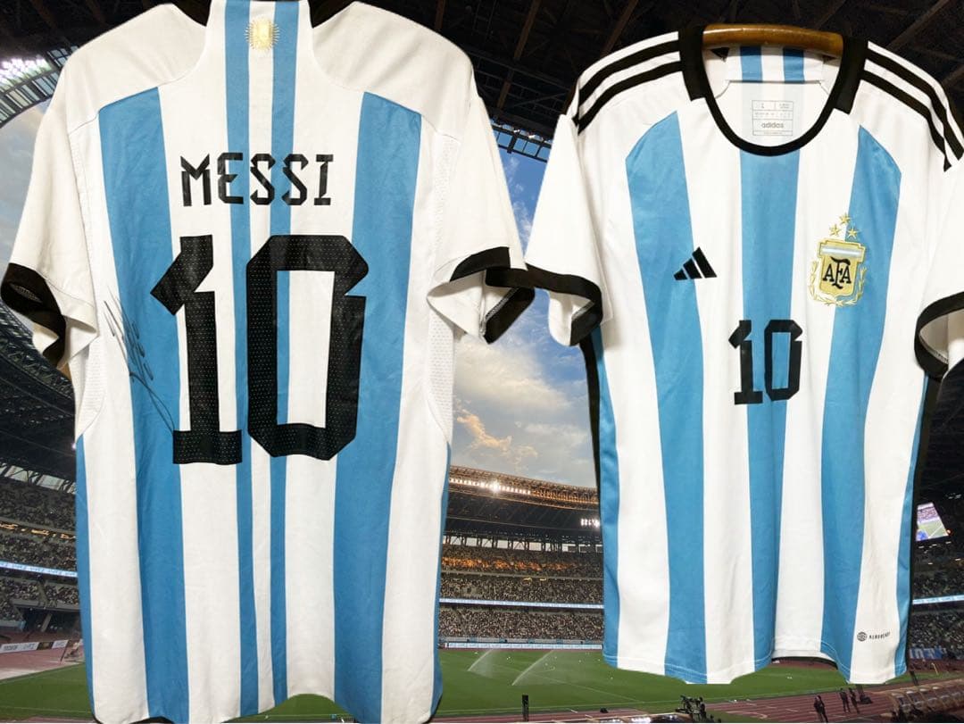 【メッシ直筆サイン入り】 アルゼンチン代表ユニフォーム 2022