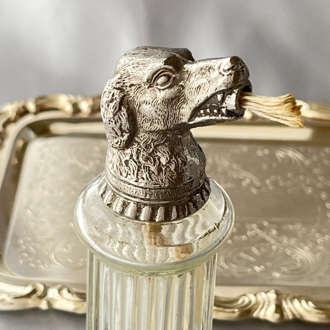 【英国】レトリバー テーブルシガーライター【シルバープレート / ガラス】犬