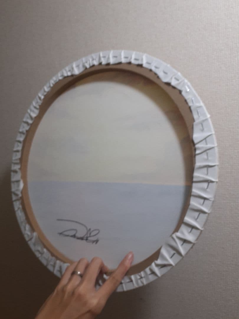 《溢れた願い》油絵 油彩画 海 風景画 直径40cm