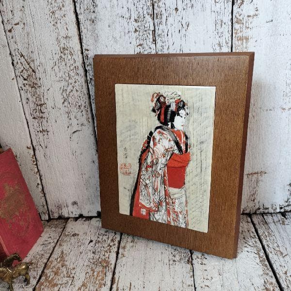 ナルミ鳴海製陶 陶額 陶板画 洋画家 重鎮 杉本健吉 画伯 文楽人形 お染 額装