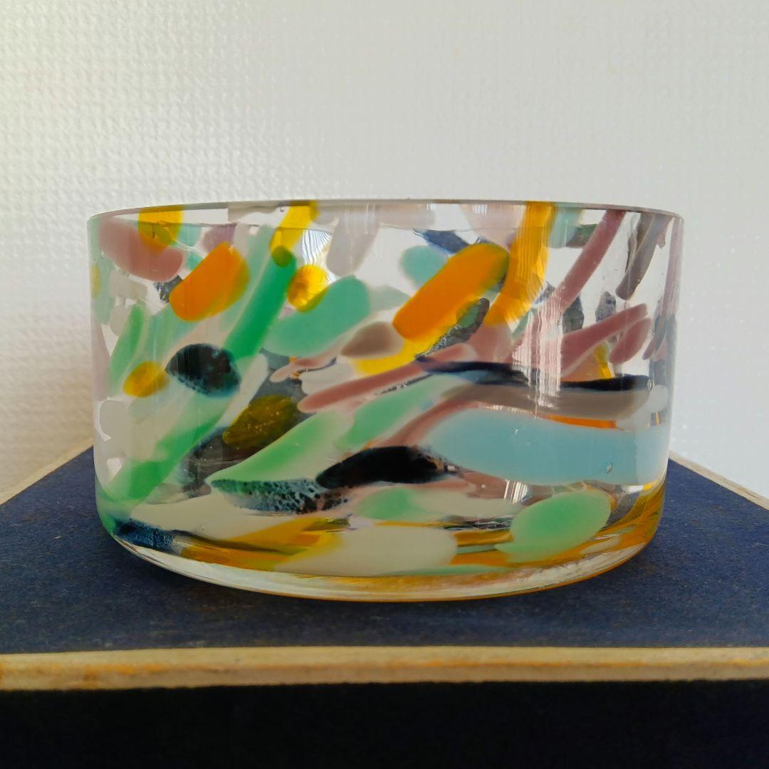 人間国宝 岩田藤七作 蒼風好み 硝子花器 昭和28(1953)年作品 専用箱入り