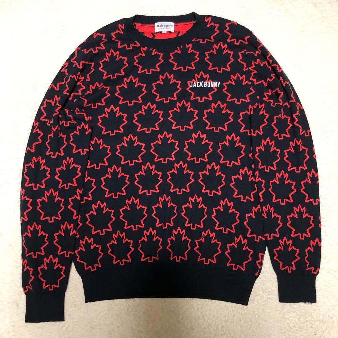 美品　ジャックバニー　パーリーゲイツ　ゴルフ　セーター　メイプル総柄　6（XL）