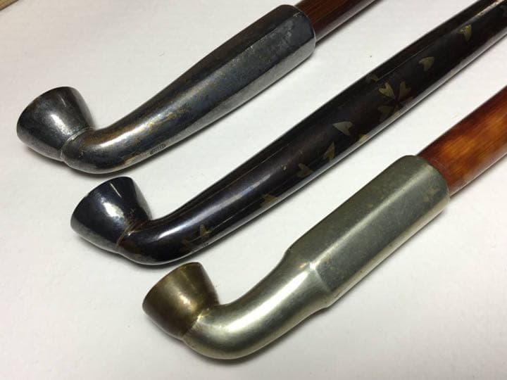 ◆煙管３本◆勲六等瑞宝章 金工師 吉田省吾作 純村田張煙管 純銀 キセル 喫煙具