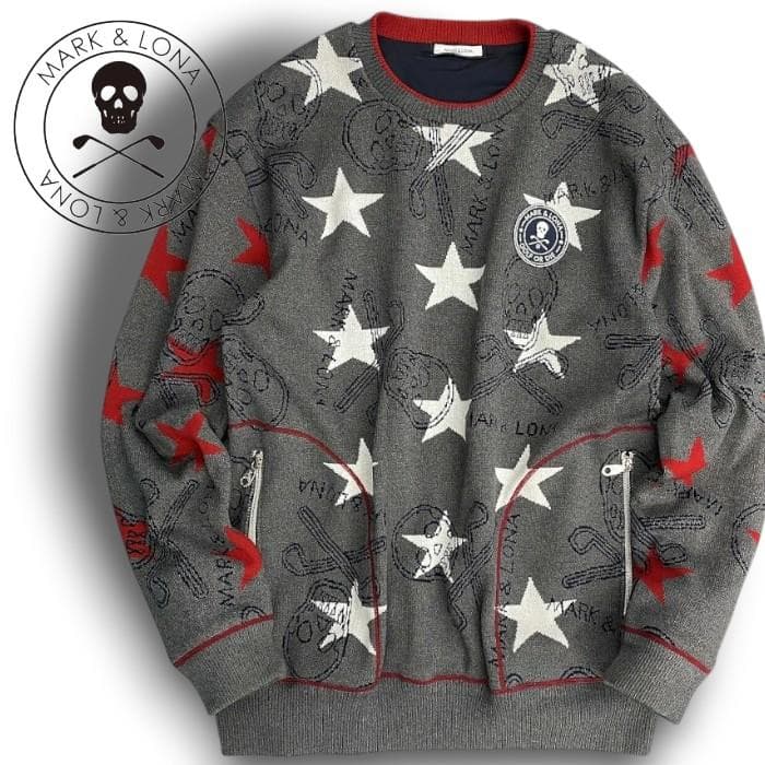 【超美品】マーク＆ロナ スタースリンガーウィンドストッパークルーネックニット