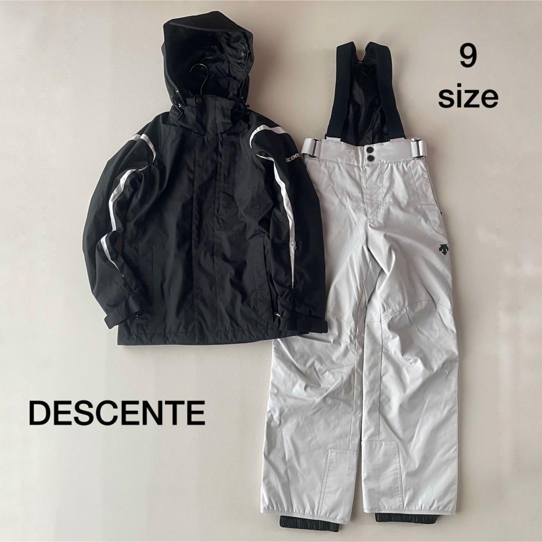 5488【美品】デサント スキーウェア 上下セット ビブパンツ 中綿入り 白 黒