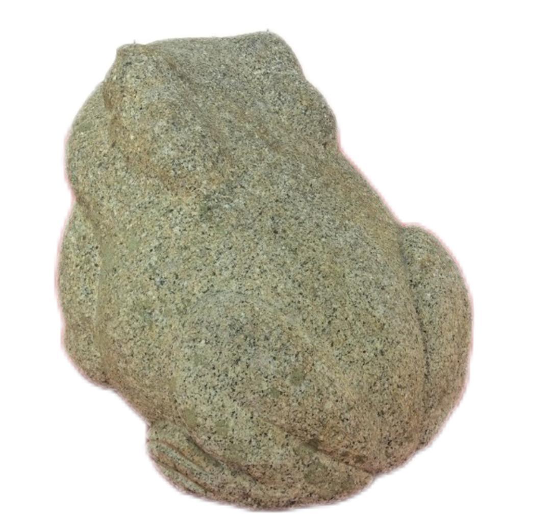 御影石の蛙石像 蛙の石彫刻 置物 オブジェ かえる 庭石 庭園 飾り