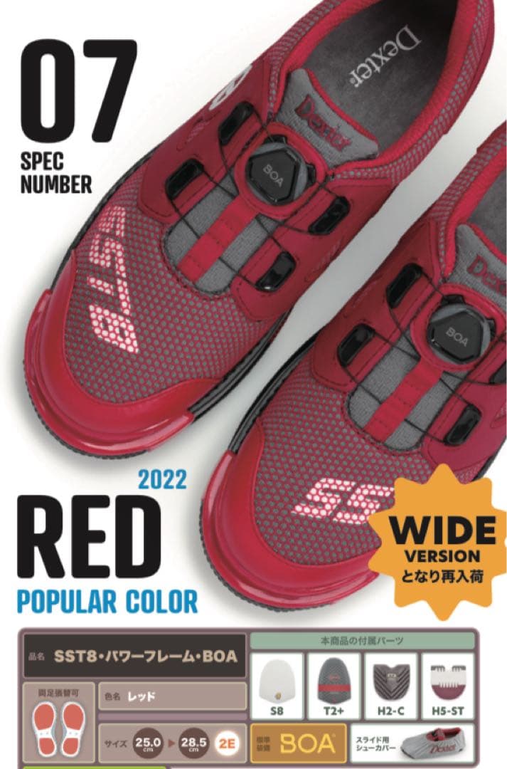 【新品未使用】デクスター SST8 パワーフレームBOA レッド 27.5cm