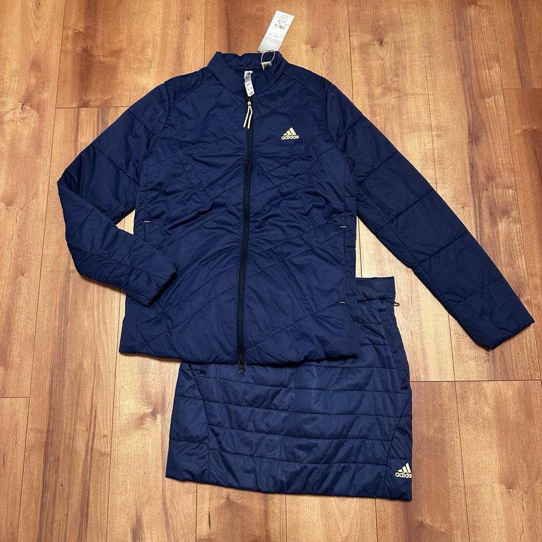 保温 中綿　ジャケット　スカート　セットアップ　秋冬　ネイビー　サイズS 新品